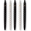 image:imagekate spade new york Black Ink Pen Set of 5 Polka Dot Retractable Pens Cute Plastic Click Pens Black DotsBlack Dots
