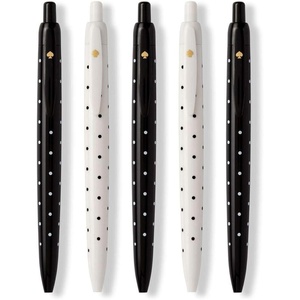 image:imagekate spade new york Black Ink Pen Set of 5 Polka Dot Retractable Pens Cute Plastic Click Pens Black DotsBlack Dots