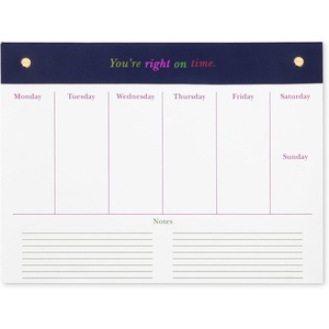 image:imageKate Spade New York Undated Weekly Planner Notepad with Leatherette Binding 12 in x 9 in Gold Detail Youre Right on Time
