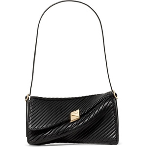 image:imagekate spade new york Deco Smooth Leather Twisted Flap Shoulder BagPleated Black