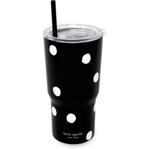 image:imagekate spade new york 20 Ounce Insulated Tumbler for Cold and Hot Drinks with Reusable Straw Stainless Steel Travel Cup with Slide Top Lid Ladybug DotEnchanted Dot