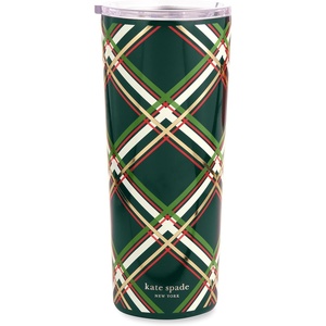 image:imagekate spade new york 24 oz Stainless Steel Tumbler Gold PinstripeSpruce Plaid