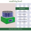 image:imagekate spade new york Dog Dish for Food and Water Stainless Steel Bowl with NonSlip Base 2 Cup 16oz Capacity Small Pet Food Bowl or Water Dish for Dogs Navy GinghamNavy Gingham