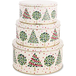 image:imageKate Spade New York Metal Cookie Tins 3Piece Nesting Set Small Medium amp Large Christmas Containers for Gift amp Storage Evergreen Confetti Dot