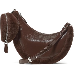 image:imagekate spade new york Womens Duo Crossbody BagHot Fudge Crinkle and Faux Fur